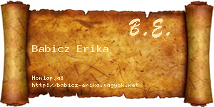 Babicz Erika névjegykártya